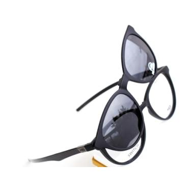 Imagem de Armação para Óculos de Grau com Clip-On HB M010253 C0263 Polarizado Cor:Preto;Tamanho:P;Gênero:Homem