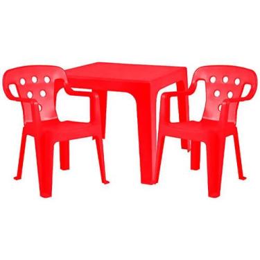 Imagem de Jogo Mesinha E 2 Cadeiras Poltrona Infantil Vermelha Mor