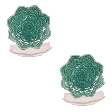 Imagem de SOIMISS 4 Pcs prato de joias mandala placa de batom prato porta cristal decoração boho decoração de mesa placa de jóias de cerâmica prato de joias em forma de flor irregular bandeja tabela
