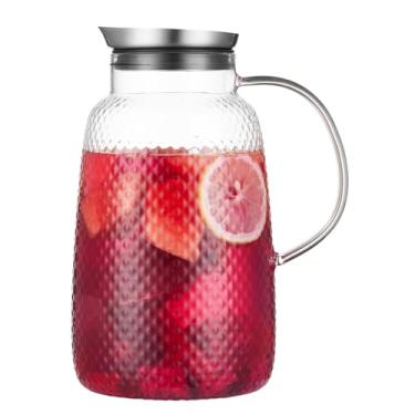 Imagem de Purefold Jarra com tampa, pote de vidro de 2,368 ml com tampa de aço inoxidável para água quente e fria, chá de frutas, cafeteira, chá gelado, suco, série abacaxi (transparente)