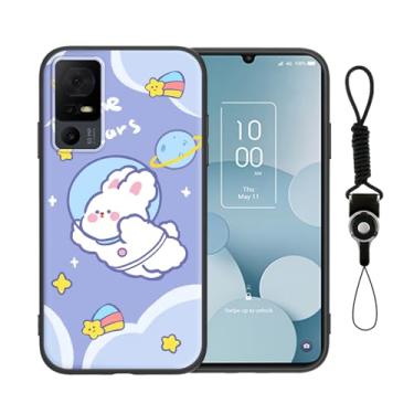 Imagem de Nuouxoco Para TCL 40 XL Capa de telefone com alça de cordão meninas mulheres anime design fofo animação de silicone macio desenho animado kawaii capa legal para TCL 40 T T608DL 6,7 polegadas - coelho