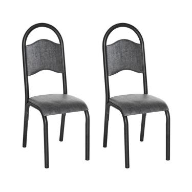 Imagem de Conjunto com 2 Cadeiras para Sala de Jantar Cris Craqueado Preto/Grafite