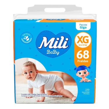 Imagem de Fralda Mili Baby Tamanho XG Pacote Giga 68 Unidades Descartáveis