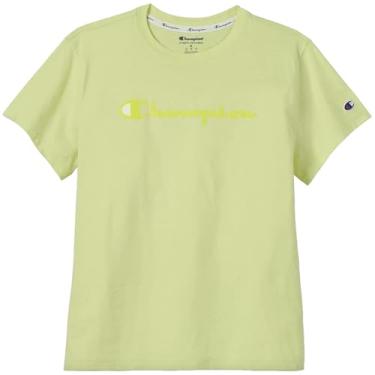 Imagem de Champion Camiseta feminina, camiseta clássica, camiseta confortável para mulheres, escrita (tamanho plus size disponível), Verão-limão, M
