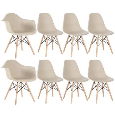 Imagem de Kit 2 Cadeiras Eames Daw Com Braços + 6 Cadeiras Eiffel Dsw Nude