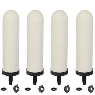 Imagem de HUINING 4 velas de substituição de filtro de cerâmica de 18 cm com carvão ativado para sistema de filtro de água por gravidade de bancada e sistemas de filtragem de refrigerador de água doméstico