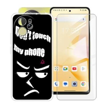 Imagem de HGJTFANY Capa de telefone + protetor de tela para Blackview Shark 8 (6,7 polegadas), capa transparente de silicone macio à prova de choque ultrafina para Blackview Shark 8 capa com vidro temperado -