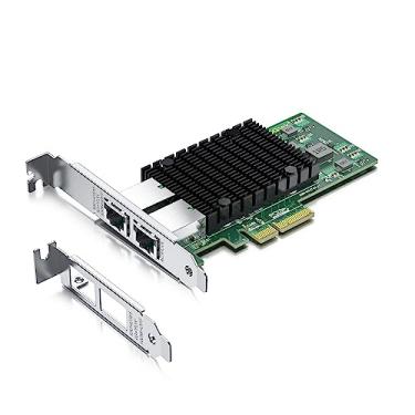Imagem de Placa de rede H!Fiber 10Gb RJ45 PCI-E NIC, compare com Intel X550-T2, com chip Intel X550-AT2, duas portas RJ45, PCI Express 3.0 X4, adaptador de rede convergente Ethernet compatível com