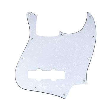 Imagem de ROZILO J Bass Pickguard Placa contra arranhões 10 furos para EUA/Mexicano 5 cordas Jazz Bass Branco Pérola