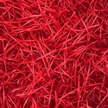 Imagem de PEVOGON Fragmentos de papel de enchimento de grama de Páscoa vermelha para cesta de Páscoa, embalagem de presente, enchimento de ovos, artigos de festa, decoração, 200 g