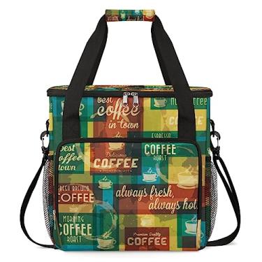 Imagem de Bolsa de transporte para cafeteira de café arco-íris tipográfica para viagem compatível com Keurig K-Mini ou K-Mini Plus, caixa portátil para cafeteira com bolsos para cápsulas K-cup