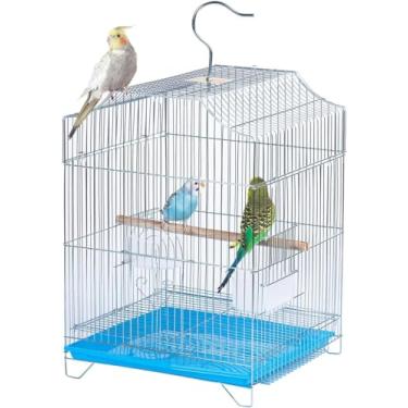 Imagem de Gaiola de viagem para pássaros pequenos, leve, kit para iniciantes com gaiolas e acessórios, ótimo para periquitos, periquitos, papagaios, tentilhões, canários, bandeja de plástico removível incluída