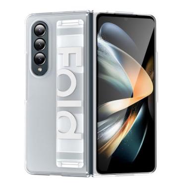 Imagem de Para Samsung Z Fold 4 5 Capa elástica com alça de pulso para PC líquido Tapete fino Capa de telefone à prova de choque para Samsung Galaxy Z Fold 5 3 4 ZFold5, transparente fosco, para Z Fold 3