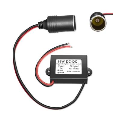 Imagem de Conversor de isqueiro de 24V a 12V 8A 96W para acendedor de cigarro, geladeira de carro, aspirador de pó, caminhão, anel de vedação de barco à prova d'água regulador de tensão