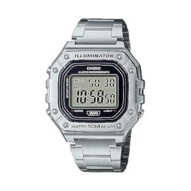 Imagem de Casio Relógio masculino W-218H-1AVCF mostrador digital clássico quartzo preto, Prata, Moderno