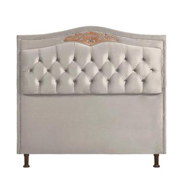 Imagem de Cabeceira Holanda 195cm King Size Estofada Veludo Star Confort Bege Marfim