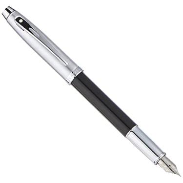 Imagem de Sheaffer Caneta-tinteiro de laca preta com acabamento cromado e ponta fina