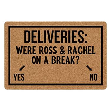 Imagem de Capacho engraçado foram Ross and Rachel On A Break Tapete de porta da frente Tapete de entrada ao ar livre com tapetes de boas-vindas para varanda frontal resistente, tapete marrom, tapete de presente