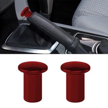 Imagem de CHRYMUM 2 peças de botão de desvio de manípulo giratório, tampa de emergência de freio de mão de freio E, botão de trava de alavanca giratória manual, acessórios de substituição de alumínio para carro