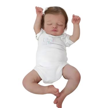 Imagem de SHENGX Bebe Reborn Realista,48cm/19" Silicone Realista Bebe,Pesa cerca de 2,4 libras,Todo o corpo pode ser imerso em água,Reborn Realista Recem Nascido,Cabelo Implantado à Mão,Pano_Menina
