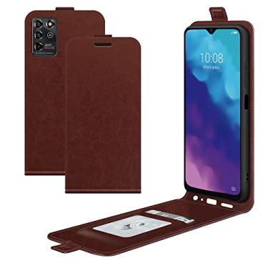 Imagem de Capa para ZTE Blade V30 Vita/ZTE V2022, capa protetora de couro PU com fecho magnético com compartimento para cartão para ZTE Blade V30 Vita/ZTE V2022 (marrom)