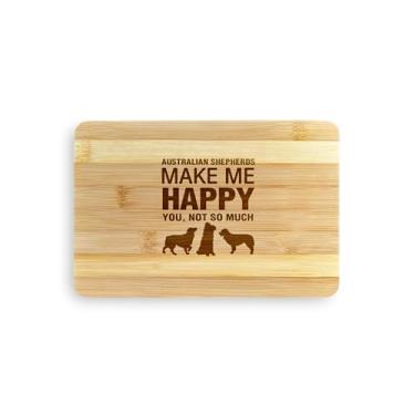 Imagem de Tábua de cortar pastores australianos, pastores australianos me fazem feliz, tábua de corte de bambu, ideia de presente de inauguração de casa, aniversário, ideia de presente de Natal (grande (45 x 30