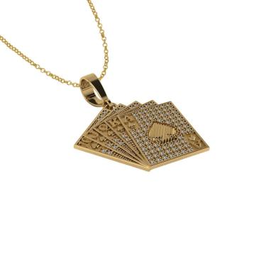 Imagem de Colar Medalhão Cartas com Strass Masculino de Moeda Antiga