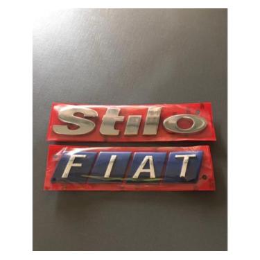 Imagem de Emblema Letreiro Stilo Fiat Ano 2000 Kit 2 Peças Fita 3M Peça Cromada