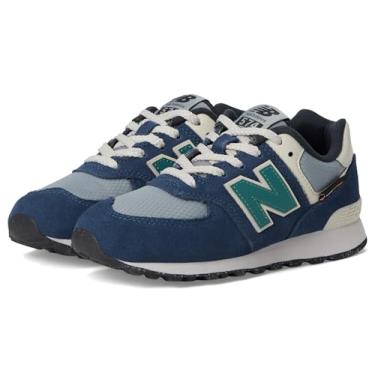 Imagem de New Balance Tênis infantil unissex 574 V1 Season com cadarço, Azul-marinho/cinza ardósia, 1.5 Little Kid