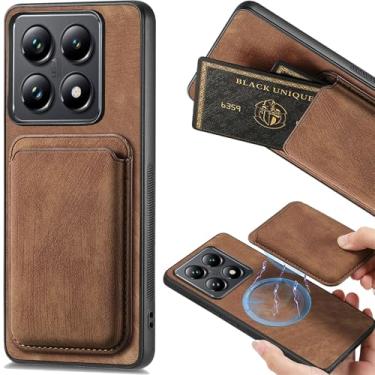 Imagem de Ephoou Capa para Xiaomi 14 T com compartimento destacável para cartão de crédito, capa ultrafina e resistente a arranhões para Xiaomi 14T. TCK-Retro Brown