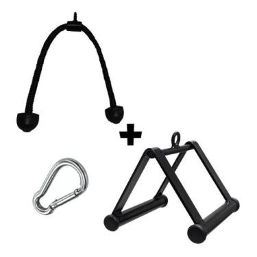 Imagem de Kit Puxador Corda e Puxador Triângulo e Mosquetão 7x70mm - Rei do Fitn