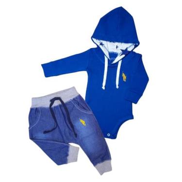 Imagem de Kit 2 Peças sendo 1 Body Suedine com Capuz e 1 Calça Jeans - Patrulha 