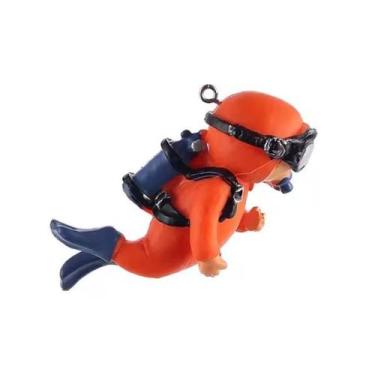 Imagem de Mini Mergulhador Enfeite Aquário Decoração - Topmixshop, Laranja