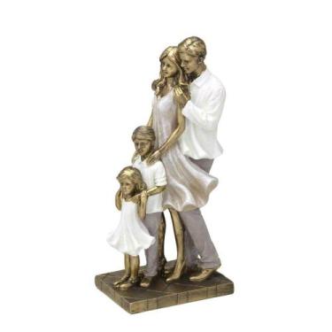 Imagem de Escultura Estatueta Estátua Família Casal E Filhos Menino Menina Irmão