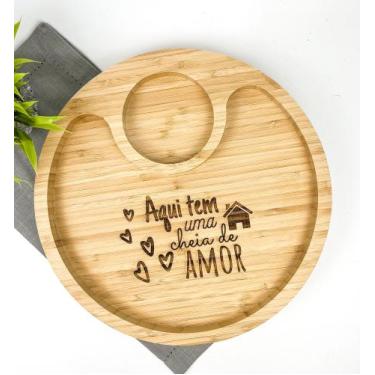Imagem de Gamela com Divisórias em Bambu 33x33cm - Aqui Tem Uma Casa... - Mor