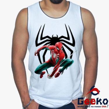 Imagem de Regata Homem-Aranha 100% Algodão Spiderman Geeko, Branco, M
