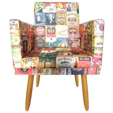 Imagem de Poltrona Cadeira Decorativa Nina Encosto Alto Rodapé Cerveja Beer - 2M