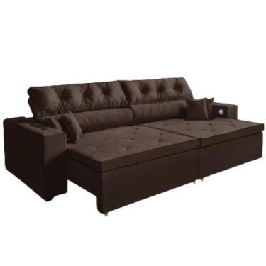 Imagem de Sofá 4 Lugares Smart 2,62 Metros Marrom Retrátil Reclinável Tecnologia