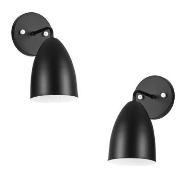 Imagem de Kit 2 Arandelas Aluminio Vegas Preto sala quarto corredor - MARRYLUZ