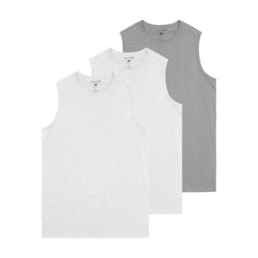 Imagem de Kit com 3 Camisetas Masculina Regata Malwee 1000004421, Cinza, GG
