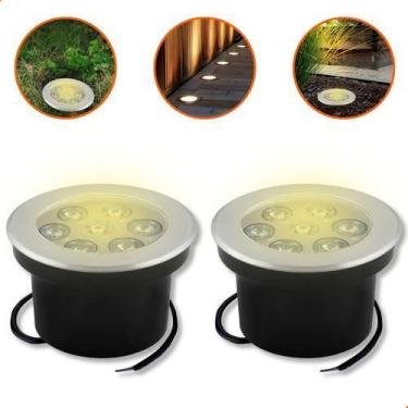 Imagem de 2 Balizador De Solo Led Chão Jardim 7w Embutir Blindado - VLED, 6000k 
