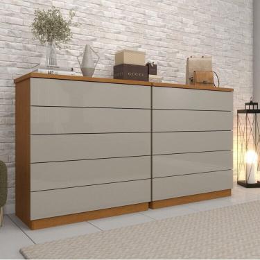 Imagem de Kit 2 Cômodas 5 Gavetas Espresso Móveis Cinamomo/Off White