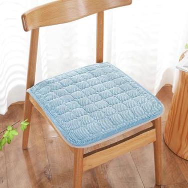 Imagem de PENGKTXXY Almofada de assento de cor sólida espessa para inverno, durável, com laços, antiderrapante, almofada de cadeira removível para quatro estações, para cadeira de escritório, cadeiras de jantar