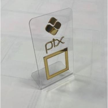 Imagem de Placa Expositor de Acrílico para QRCode Pix Moldura - Pedri, CRISTAL/D