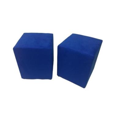 Imagem de Kit com 2 Puffs quadrados 35x35x45cm em Suede Várias Cores - Fabricaçã