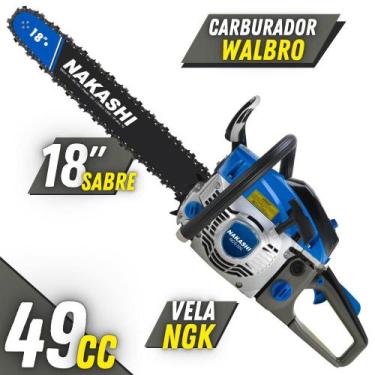 Imagem de Motosserra À Gasolina Nakashi NCS-500 2 Tempos 49,3cc Para Trabalho Pe