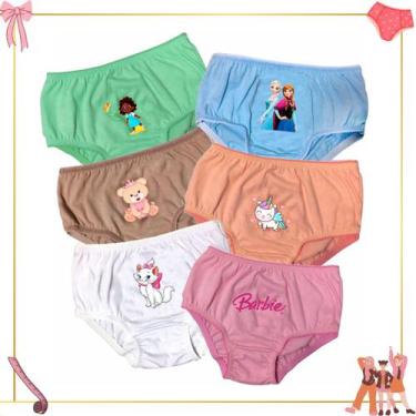 Imagem de Kit 12 Peça Calcinhas Infantil 100% Algodão Tamanho GG Cores Sortidas 