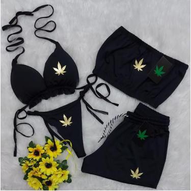 Imagem de Conjunto Biquíni Com Bojo Refletivo + Short + Top, 1 Linha - Gringas M