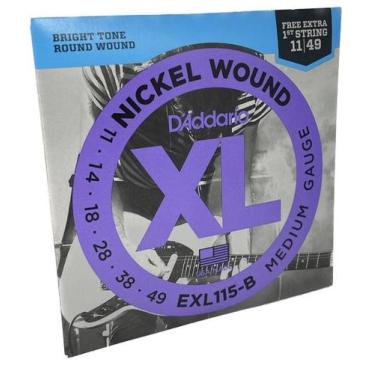 Imagem de Jogo de cordas D'Addario Guitarra 11-49 EXL115-B Medium - Daddario EXL