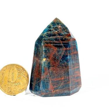 Imagem de Ponta Apatita Azul Pedra Natural Sextavado 55mm Classe B - Cristaisdec